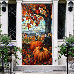 Lofaris Autumn Pumpkins Maple Leaf Thanksgiving Door Cover