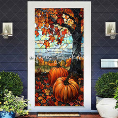 Lofaris Autumn Pumpkins Maple Leaf Thanksgiving Door Cover