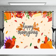 Lofaris Autumn Pumpkins Turkey Happy Thanksgiving Backdrop