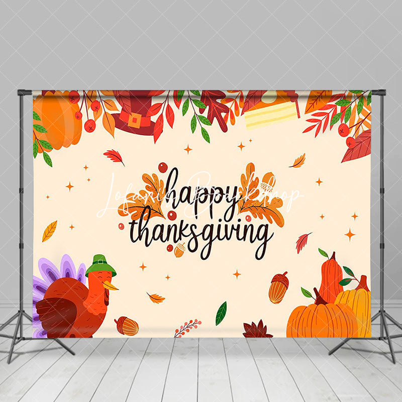 Lofaris Autumn Pumpkins Turkey Happy Thanksgiving Backdrop