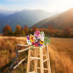 Lofaris Autumn Red Woods Grassland Landscape Photo Backdrop