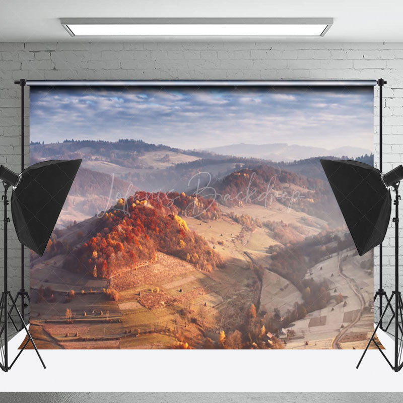 Lofaris Autumn Red Woods Overlooking Photography Backdrop