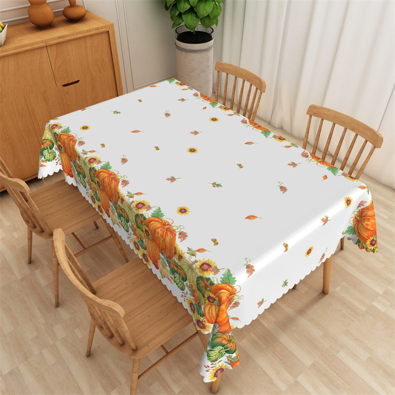 Lofaris Autumn Sunflower Leaves Pumpkin Bucolic Tablecloth