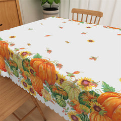 Lofaris Autumn Sunflower Leaves Pumpkin Bucolic Tablecloth