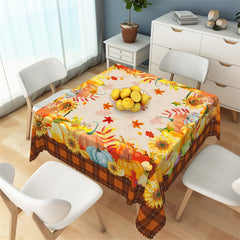 Lofaris Autumn Sunflower Pumpkins Yellow Square Tablecloth