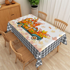 Lofaris Autumn Truck Dwarf Plaid Christmas Party Tablecloth