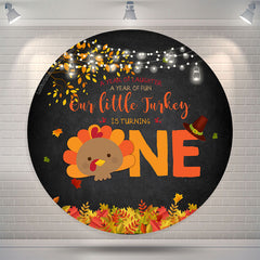 Lofaris Autumn Turkey Black Round 1st Birthday Backdrops