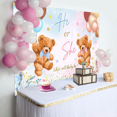 Lofaris Baby Bears Balloon Glitter Gender Reveal Backdrop