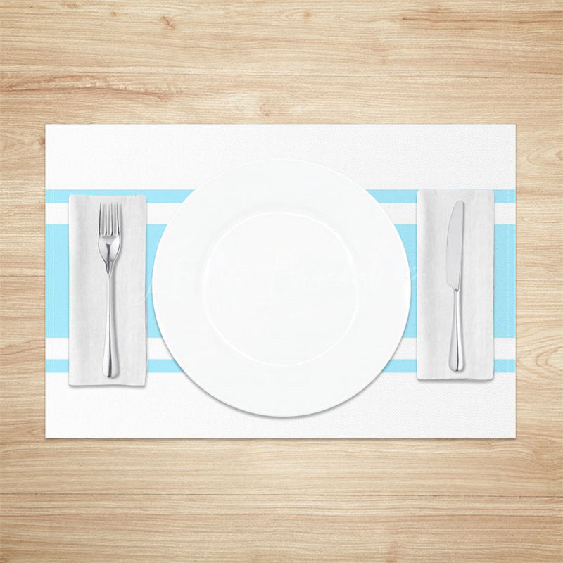 Lofaris Baby Blue White Simple Dining Set Of 4 Placemats