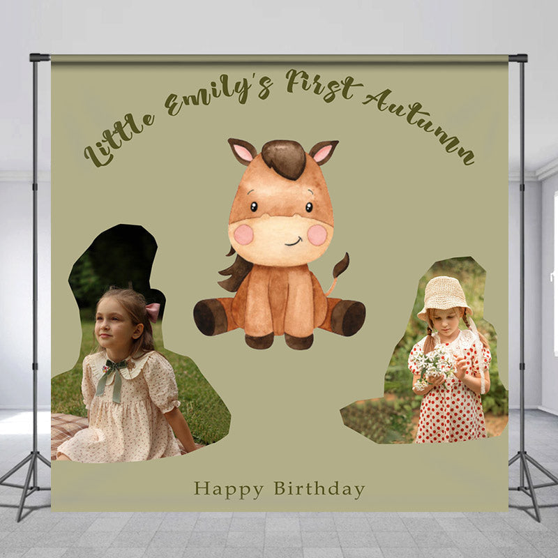 Lofaris Baby Horse Custom Photo 1st Autumn Birthday Backdrop