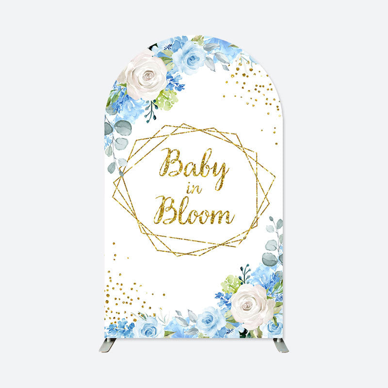 Lofaris Baby In Bloom Blue Floral Shower Arch Backdrop