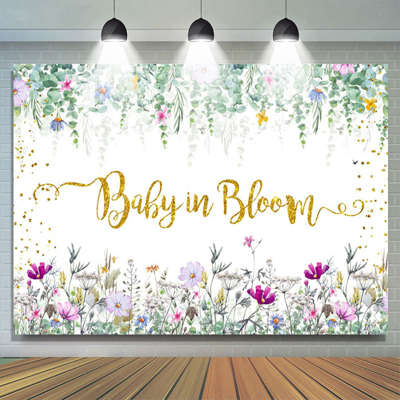 Lofaris Baby In Bloom Floral Leaves Gender Reveal Backdrop