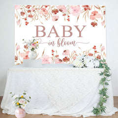 Lofaris Baby In Bloom Pink Floral Heart Shower Backdrop