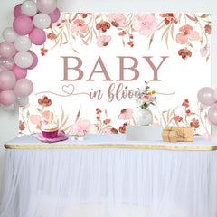 Lofaris Baby In Bloom Pink Floral Heart Shower Backdrop