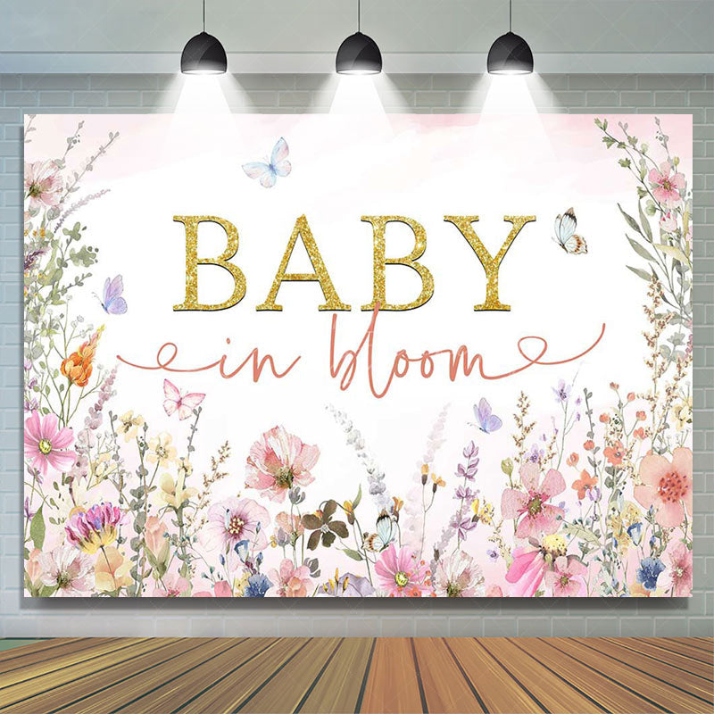 Lofaris Baby In Bloom Spring Wildflower Butterfly Backdrop