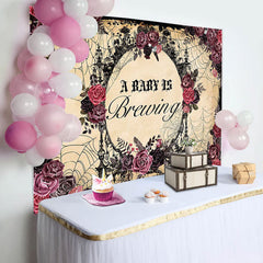 Lofaris Baby Is Brewing Rose Floral Gender Reveal Backdrop