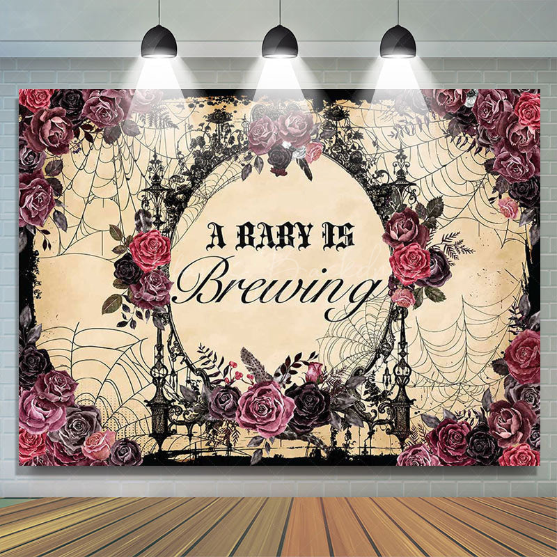 Lofaris Baby Is Brewing Rose Floral Gender Reveal Backdrop