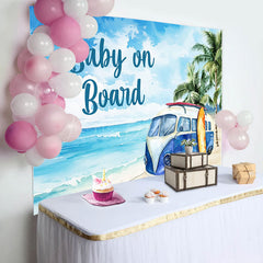 Lofaris Baby on Board Seaside Coconut Tree Shower Backdrop