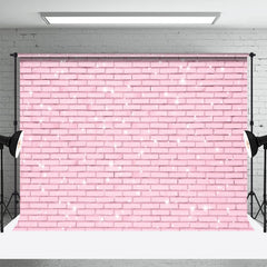 Lofaris Baby Pink Brick Wall Girls Valentines Day Backdrop