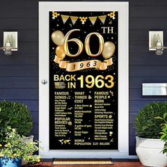 Lofaris Back In 1963 Gold Black 60Th Birthday Door Cover