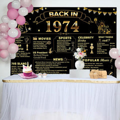 Lofaris Back In 1974 Gold Star Black 50th Birthday Backdrop