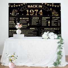 Lofaris Back In 1974 Gold Star Black 50th Birthday Backdrop