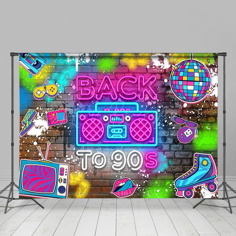 Lofaris Back To 90s Disco Brick Wall Dance Party Backdrop