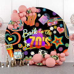 Lofaris Back To The 70s Groovy Daisy Round Birthday Backdrop