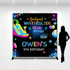 Lofaris Backyard Waterslide Custom 5th Birthday Backdrop