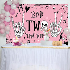 Lofaris Bad Two The Bone Pink Rock Skull Birthday Backdrop