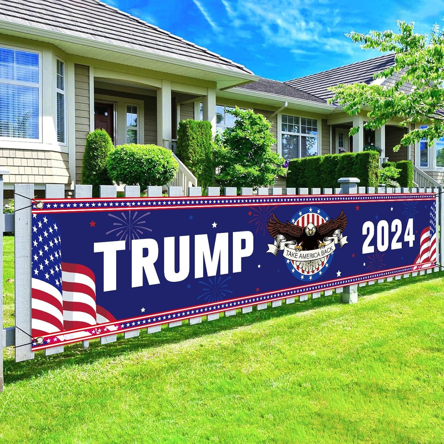 Lofaris Bald Eagle Trump Mega 2024 Election Garden Banner