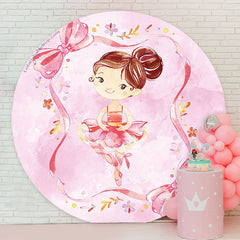 Lofaris Ballerina Floral Girls Party Round Backdrop Cover