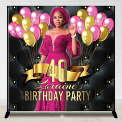 Lofaris Balloon 40th Black Custom Photo Birthday Backdrop