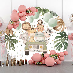 Lofaris Balloon Animals Car Leaves Round Baby Shower Backdrop