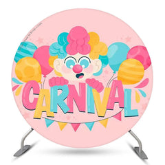 Lofaris Balloon Carnival Party Pink Birthday Round Backdrop