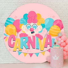 Lofaris Balloon Carnival Party Pink Birthday Round Backdrop