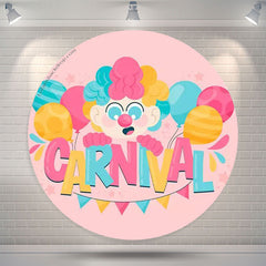 Lofaris Balloon Carnival Party Pink Birthday Round Backdrop