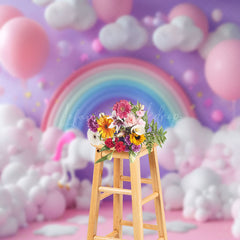 Lofaris Balloon Cloulds Rainbow Unicorn Backdrop For Photo