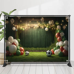 Lofaris Balloon Football Green Birthday Cake Smash Backdrop