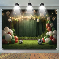 Lofaris Balloon Football Green Birthday Cake Smash Backdrop