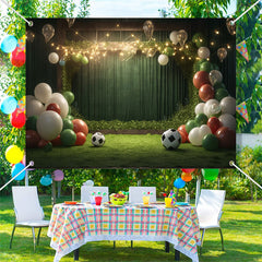 Lofaris Balloon Football Green Birthday Cake Smash Backdrop