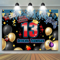 Lofaris Balloon Game 13th Official Teenager Birthday Backdrop