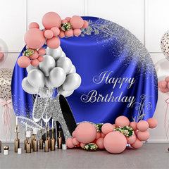 Lofaris Balloon Heel Blue Silver Round Birthday Backdrop