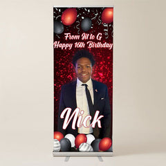 Lofaris Balloon Red Custom Retractable 16Th Birthday Banner