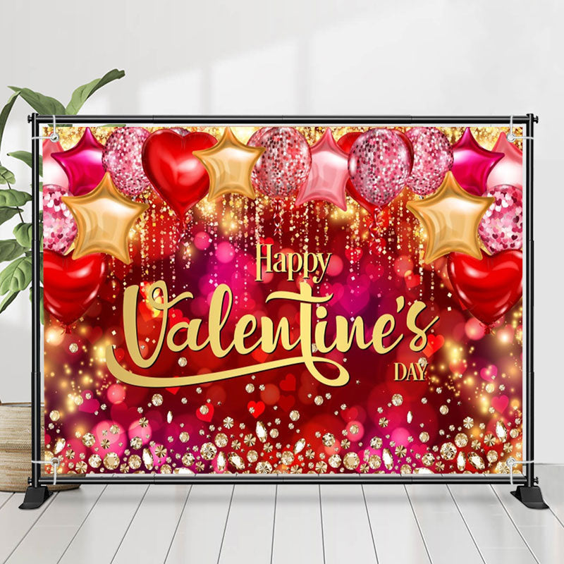 Lofaris Balloons Diamond Bokeh Happy Valentines Day Backdrop