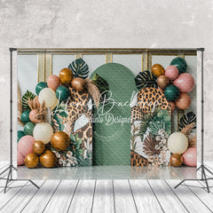 Lofaris Balloons Tribal Monstera Leopard Cake Smash Backdrop