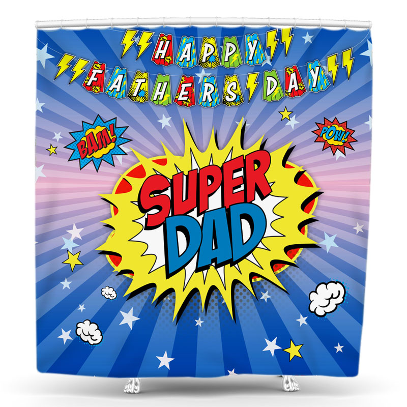 Lofaris Bam Pow Super Dad Happy Fathers Day Shower Curtain
