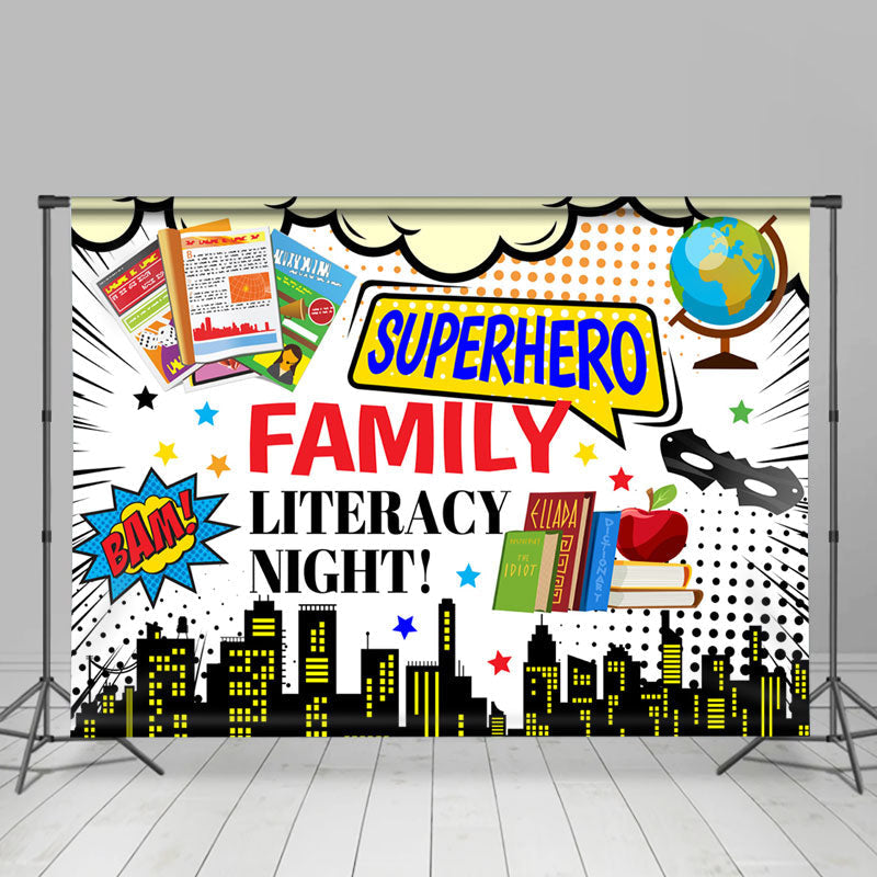 Lofaris BAM Superhero Family Literacy Night Party Backdrop