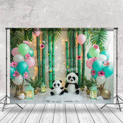 Lofaris Bamboo Forest Panda Balloons Cake Smash Backdrop