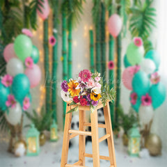 Lofaris Bamboo Forest Panda Balloons Cake Smash Backdrop